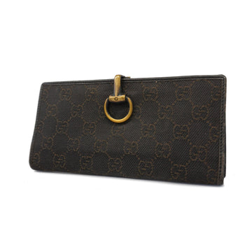 Gucci Long Wallet Horsebit 101602 GG Canvas Dark Brown