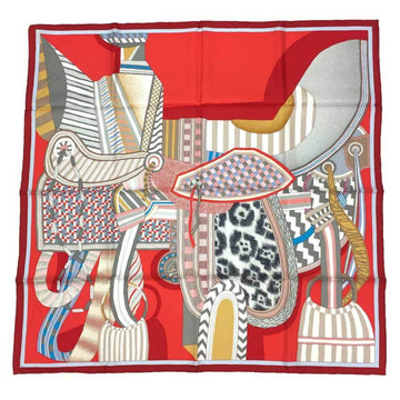 HERMES Scarf Muffler Carre 90 LA SELLE IMAGINAIRE Fantasy Saddle 218H10H003846S 03 2022 100% Silk HG/GRENADINE/ROUGE/GRIS Red