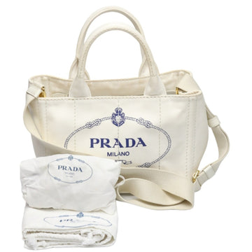 PRADA Tote Bag Canvas Canapa 1BG439 Bianco/Blue