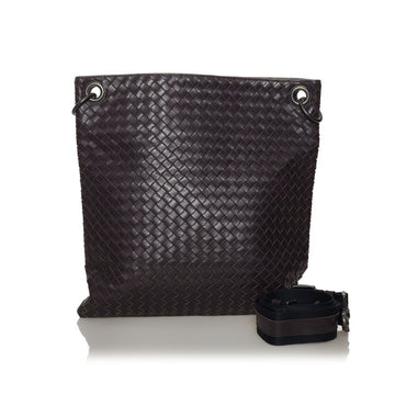 Bottega Veneta Intrecciato Shoulder Bag Brown Leather Men BOTTEGAVENETA