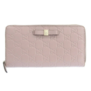 GUCCIsima Leather Round Zipper Long Wallet 388680 Pink Women's