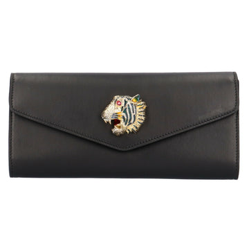 Gucci Broadway Tiger Clutch Bag Leather Black Unisex