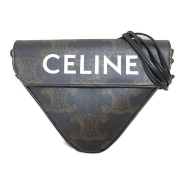 CELINE Triangle Shoulder Bag Black Calfskin [cowhide] 1959038SI