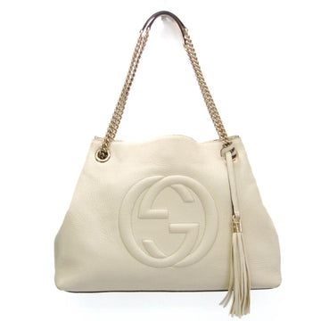 GUCCI Soho Chain 536196 Women's Leather Tote Bag Cream