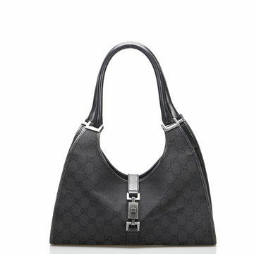 Gucci GG Canvas Jackie Shoulder Bag 01719 Black Leather Ladies GUCCI