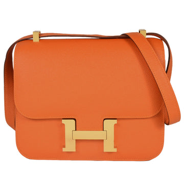 HERMES Constance 3 24 Orange Vaux Epson D Engraved Shoulder Bag