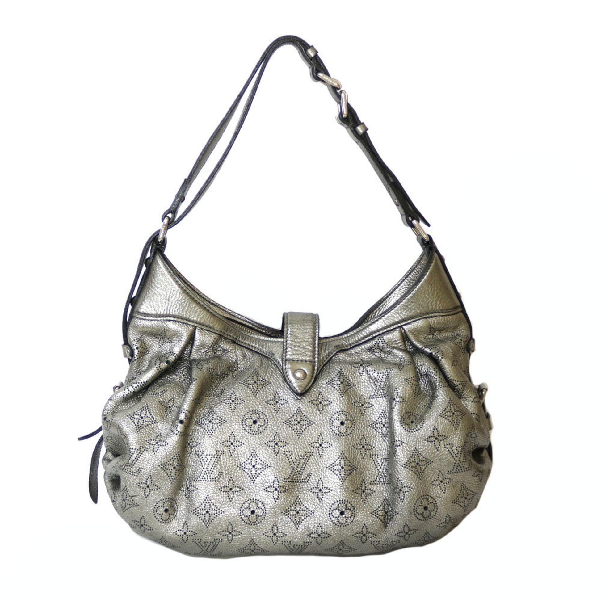 LOUIS VUITTON M95718 Mahina XL Leather Tote Hand Bag Metalic Silver Ex++