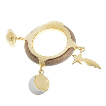 HERMES Leather Comet Scarf Ring - Brown:Gold