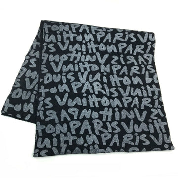 LOUIS VUITTON MP1065 Stephen Sprouse Escharp Felted Graffiti Stole Scarf Wool/Cashmere Unisex Black