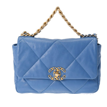 CHANEL Matelasse 19 Chain Shoulder Blue Gold/AS1160 Women's Lambskin Bag