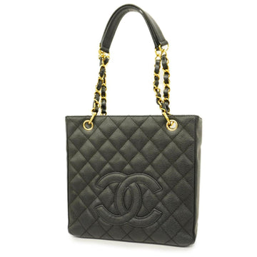 CHANEL Shoulder Bag Matelasse Chain Caviar Skin Black Gold Hardware Women's