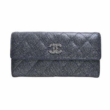 CHANEL Leather Chain Me Matelasse Bifold Long Wallet Black Ladies