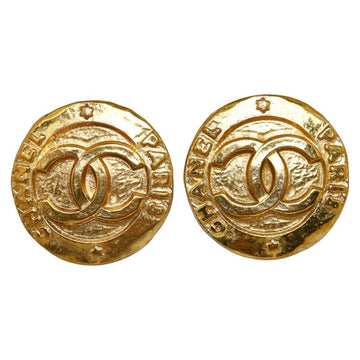 CHANEL Cocomark Paris Circle Earrings Gold Plated Ladies