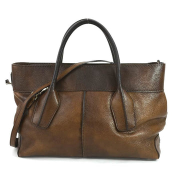 TOD'S handbag shoulder bag leather brown unisex