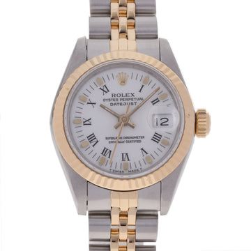 ROLEX Datejust 69173 Ladies YG SS Watch Automatic White Roman Dial