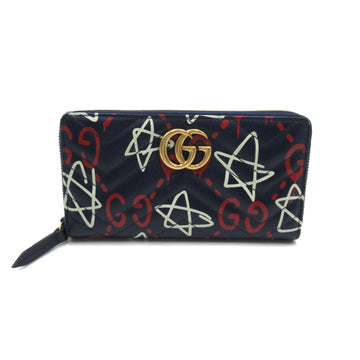 GUCCI Round long wallet Navy Calfskin [cowhide] 448087