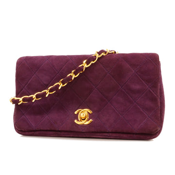CHANELAuth  Matelasse Single Chain Lambskin Women's Leather Shoulder Bag Purple