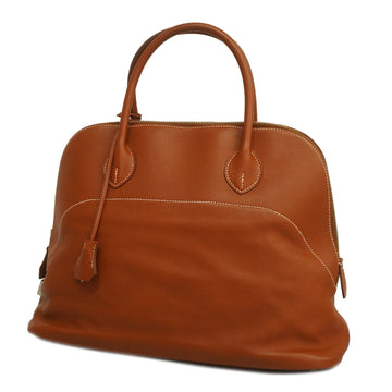 HERMESAuth  Bolide 35 〇W Engraved Women's Barenia Leather Handbag Fauve