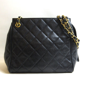 CHANEL matelasse caviar skin chain shoulder tote black