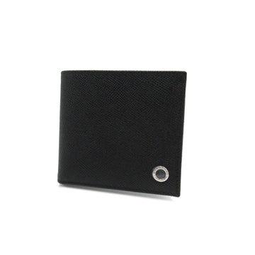 BVLGARI Two fold wallet Black leather 30396