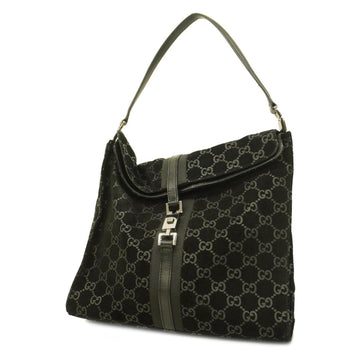 GUCCI Shoulder Bag Jackie 001 3355 Suede Black Silver Hardware Women's