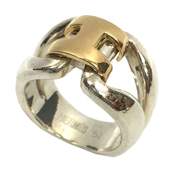 HERMES history ring HISTORY RING H motif #52 AG925 x AU750 silver yellow gold men's women's
