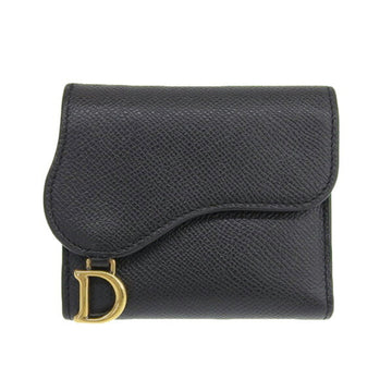 Christian Dior leather saddle trifold wallet black