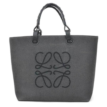 LOEWE Handbag Shoulder Bag Tote Anagram Canvas/Leather Gray/Black Ladies