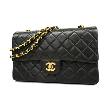 Chanel Matelasse Shoulder Bag W Flap W Chain Women's Leather Black