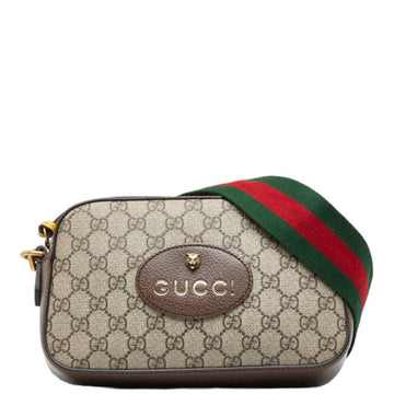 GUCCI Neo GG Supreme Shoulder Bag 476466 Beige Brown PVC Leather Ladies