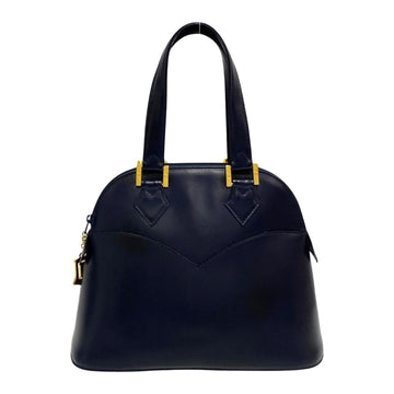 YVES SAINT LAURENT YSL logo metal fittings calf leather genuine handbag mini tote bag navy