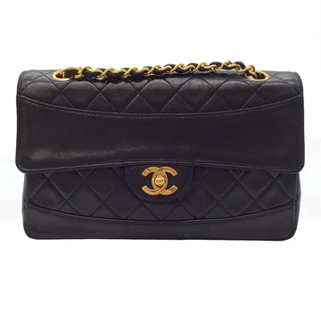 Chanel matelasse W chain shoulder single flap lambskin black gold metal fittings pouch pear vintage ladies popular