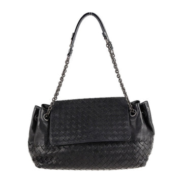 BOTTEGA VENETA intrecciato shoulder bag 405696 leather black 2way chain flap