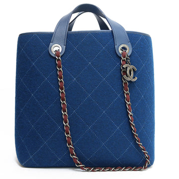 CHANEL Shoulder Bag Blue Ladies