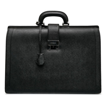BURBERRY Saffiano Handbag Bag Black Leather Women's