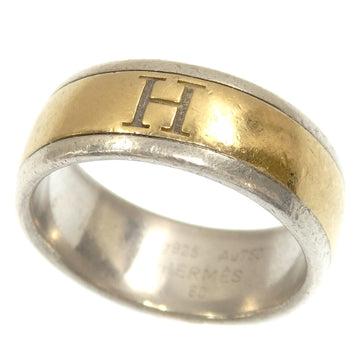 HERMES H Ring Men's SV925 K18YG No. 19.5 #60 9.8g 18K 750 Yellow Gold Silver