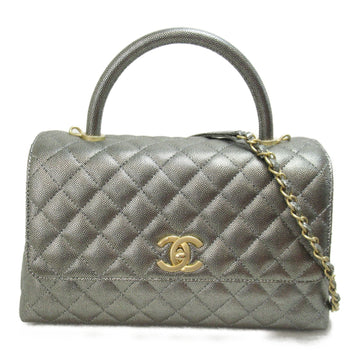 CHANEL Coco Handle S 2wayShoulder Bag Silver Metallic Silver Caviar Skin [Grained Calf]