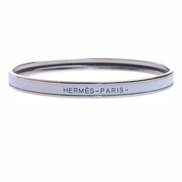 HERMES Uni Enamel Bracelet Silver/White Ladies