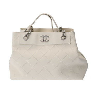 CHANEL Matelasse Ivory Women's Leather Handbag