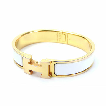 HERMES bracelet bangle click H crack white gold enamel accessory ladies accessories