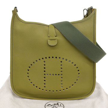 HERMES Evelyn 1 GM Shoulder Bag Taurillon Clemence Green J engraved