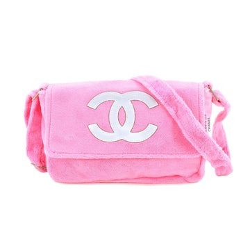 CHANEL Precision Cocomark Shoulder Bag Pile Pink Silver Hardware