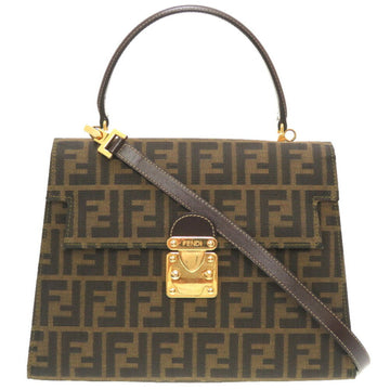 FENDI ZUCCA CANVAS BROWN HANDBAG