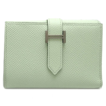 HERMES Bearn Combinet B Engraved 2023 Women's Trifold Wallet Vaux Epsom Vert Fizz [Light Green]
