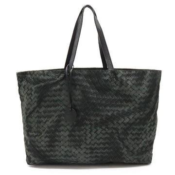 BOTTEGA VENETA Intreccio Lusion Tote Bag Shoulder Nylon Gray Black 299875