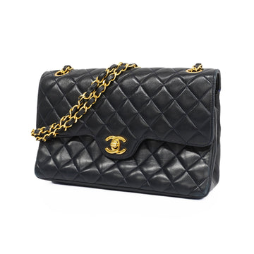 Chanel Matelasse W Flap W Chain Lambskin Women's Leather Shoulder Bag Navy