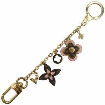 LOUIS VUITTON M63086 Bijoux Sac Jenne Blooming Flower Metal Leather Gold Brown Pink Keychain