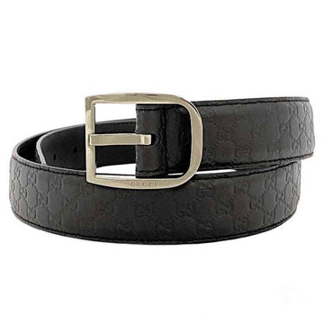 GUCCI waist belt brown silver stripe 510309 leather metal  buckle GG pattern 85