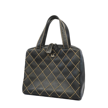 Chanel handbag wild stitch leather black