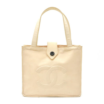 CHANEL here mark handbag tote bag nylon light pink beige